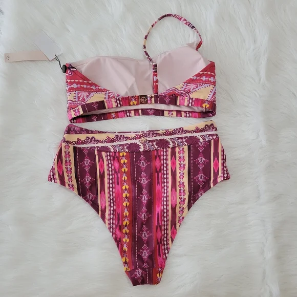 Nanette Lepore Swim Bikini Set 8 Bohemian Print Asymmetrical Cut High Rise NWT - Picture 15 of 16